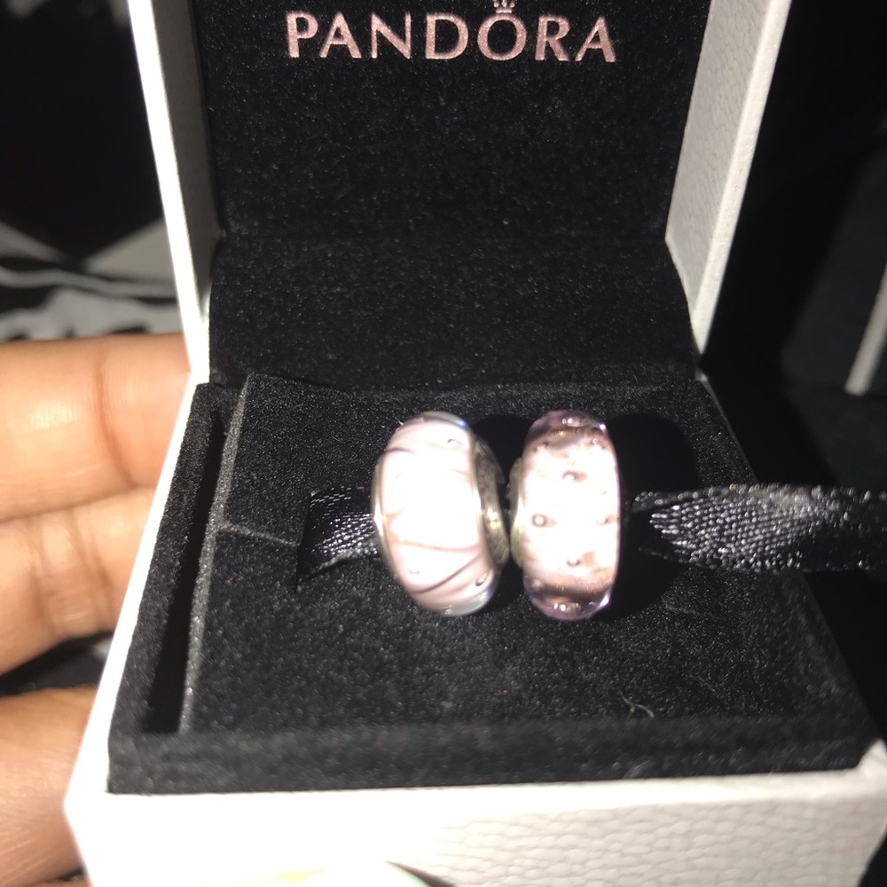 Authentic Pandora pink glass Murano $25 for both